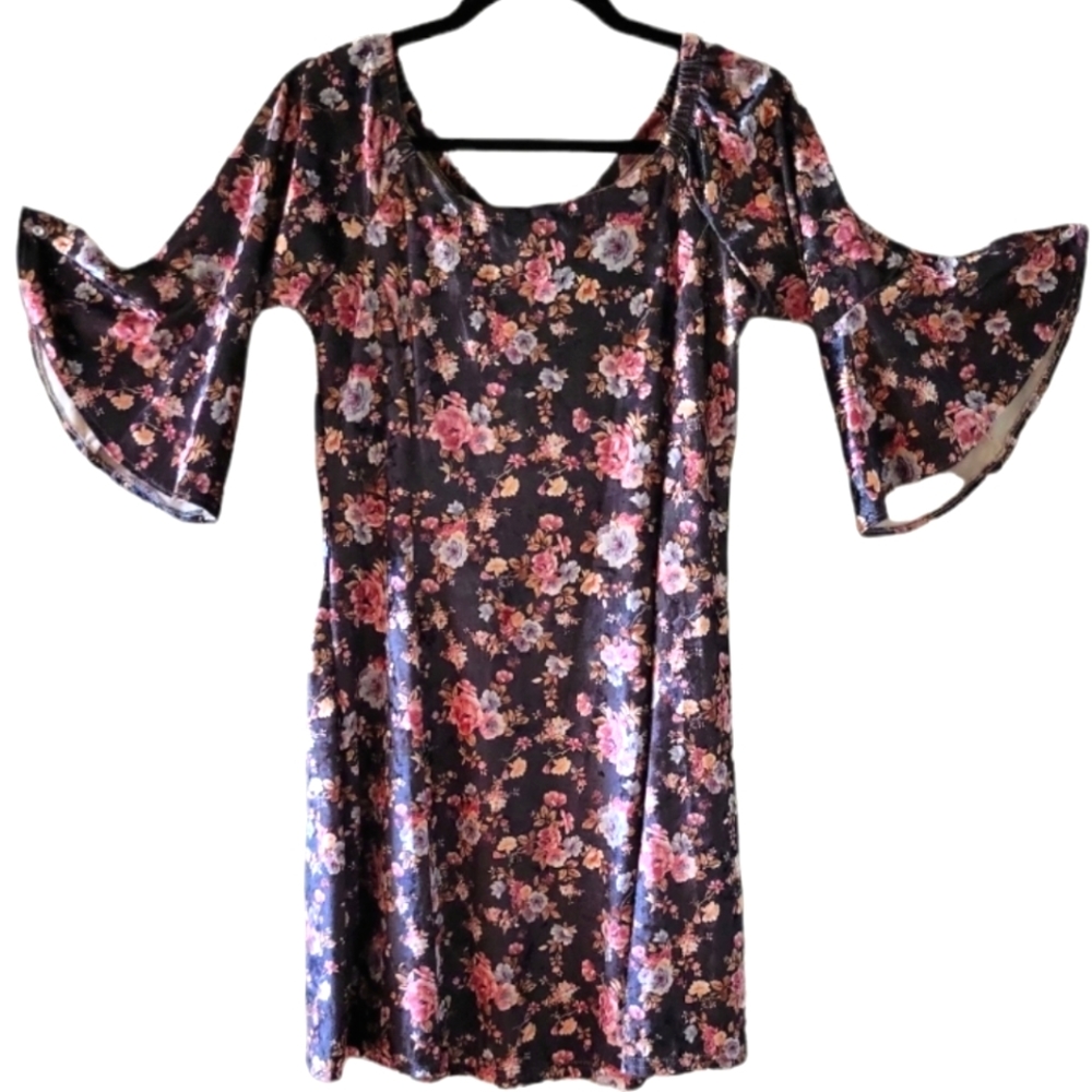 Gray Velvet Floral dress